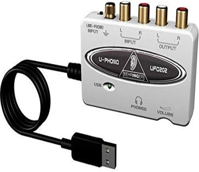 Bộ chuyển đổi âm thanh USB Behringer UFO202, giải pháp DAC giá rẻ để kết nối bàn xoay đĩa với máy tính.