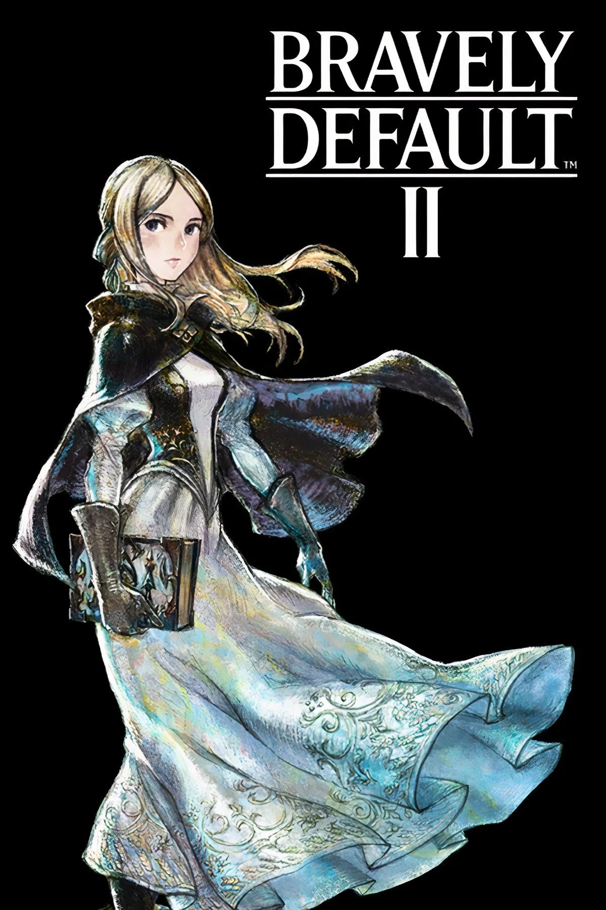 Bốn nhân vật chính của Bravely Default II đang đứng trên một cánh đồng xanh mướt trong phong cách đồ họa JRPG cổ điển trên Nintendo Switch.