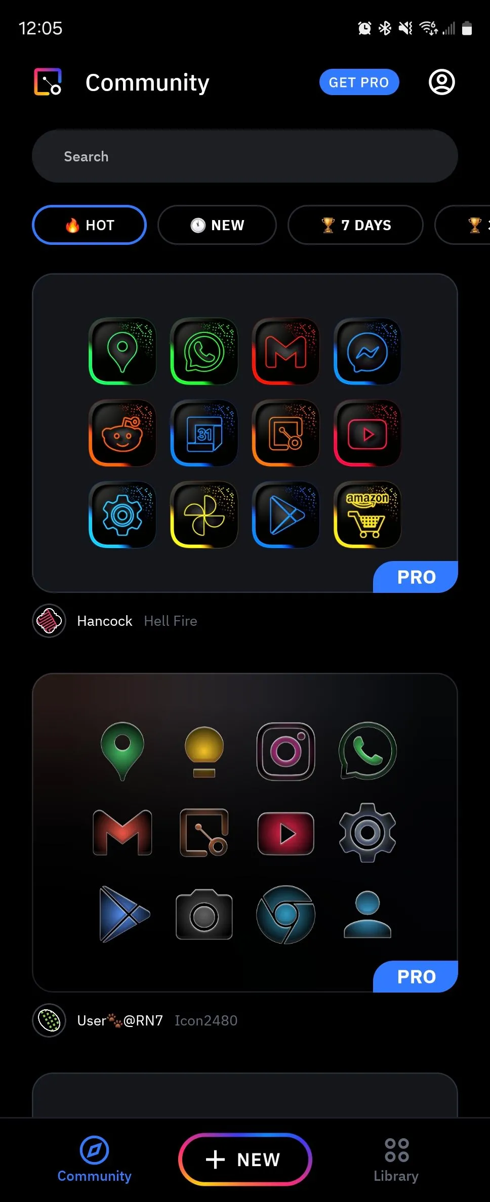 Các chủ đề có sẵn trong Icon Pack Studio dành cho Android.