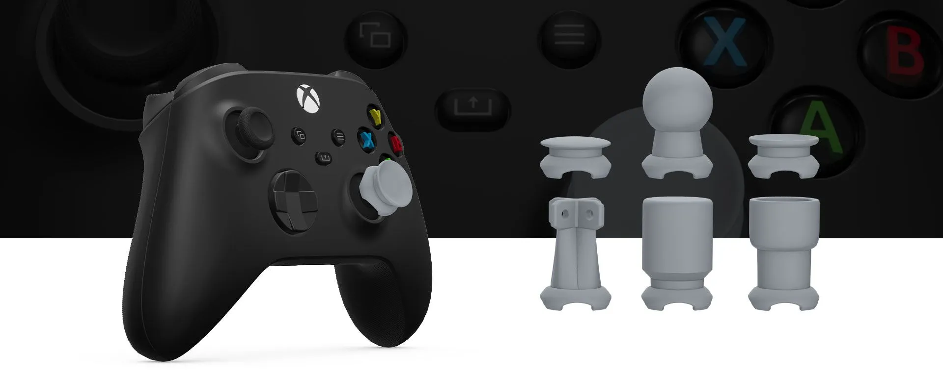Các loại đầu cần điều khiển (topper) đa dạng cho Xbox Adaptive Joystick, giúp tùy chỉnh theo nhu cầu sử dụng của người khuyết tật