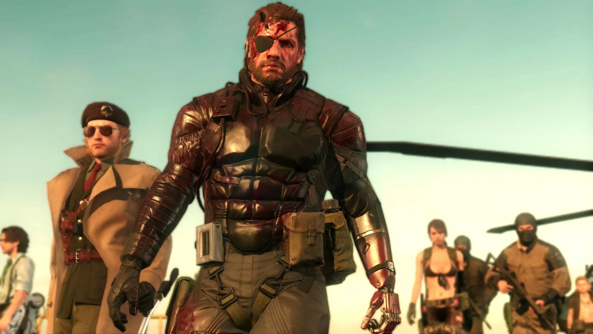 Các nhân vật chính trong một phân cảnh căng thẳng của Metal Gear Solid V: The Phantom Pain