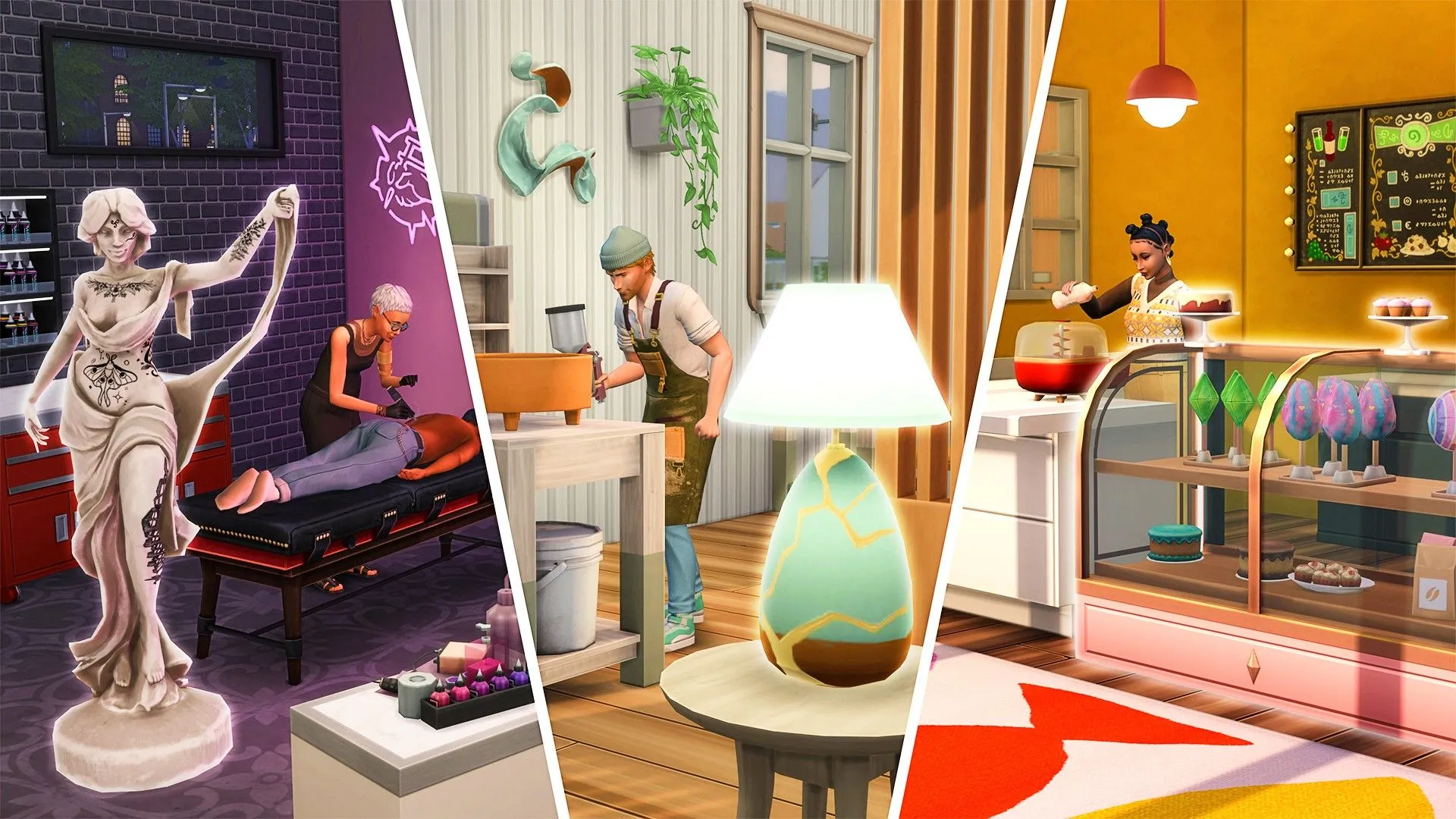 Các Sim làm việc để cải thiện kỹ năng và kiếm tiền trong The Sims 4, minh họa nhịp độ nhanh và mục tiêu sự nghiệp của Nightmare Legacy Challenge