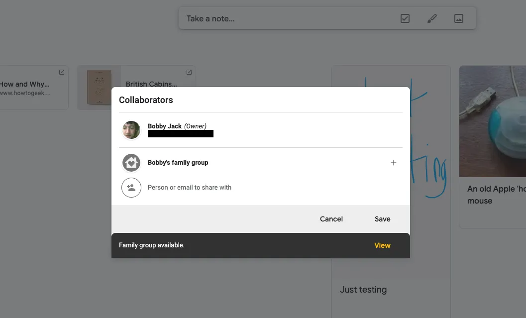 Cài đặt chia sẻ ghi chú Google Keep cho phép cộng tác theo thời gian thực
