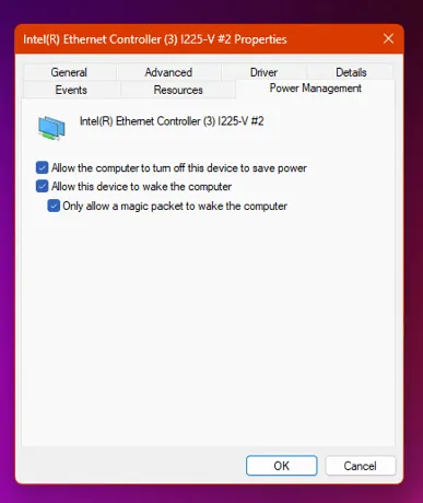 Cài đặt quản lý nguồn (Power Management) cho bộ điều hợp mạng Ethernet trong Windows