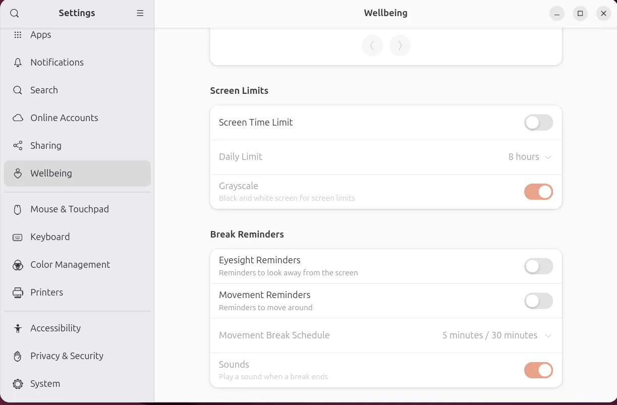 Cài đặt Wellbeing trong Ubuntu 25.04