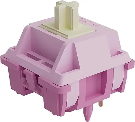 Cận cảnh switch Akko V3 Creamy Purple Pro, một loại switch tactile phổ biến cho bàn phím cơ