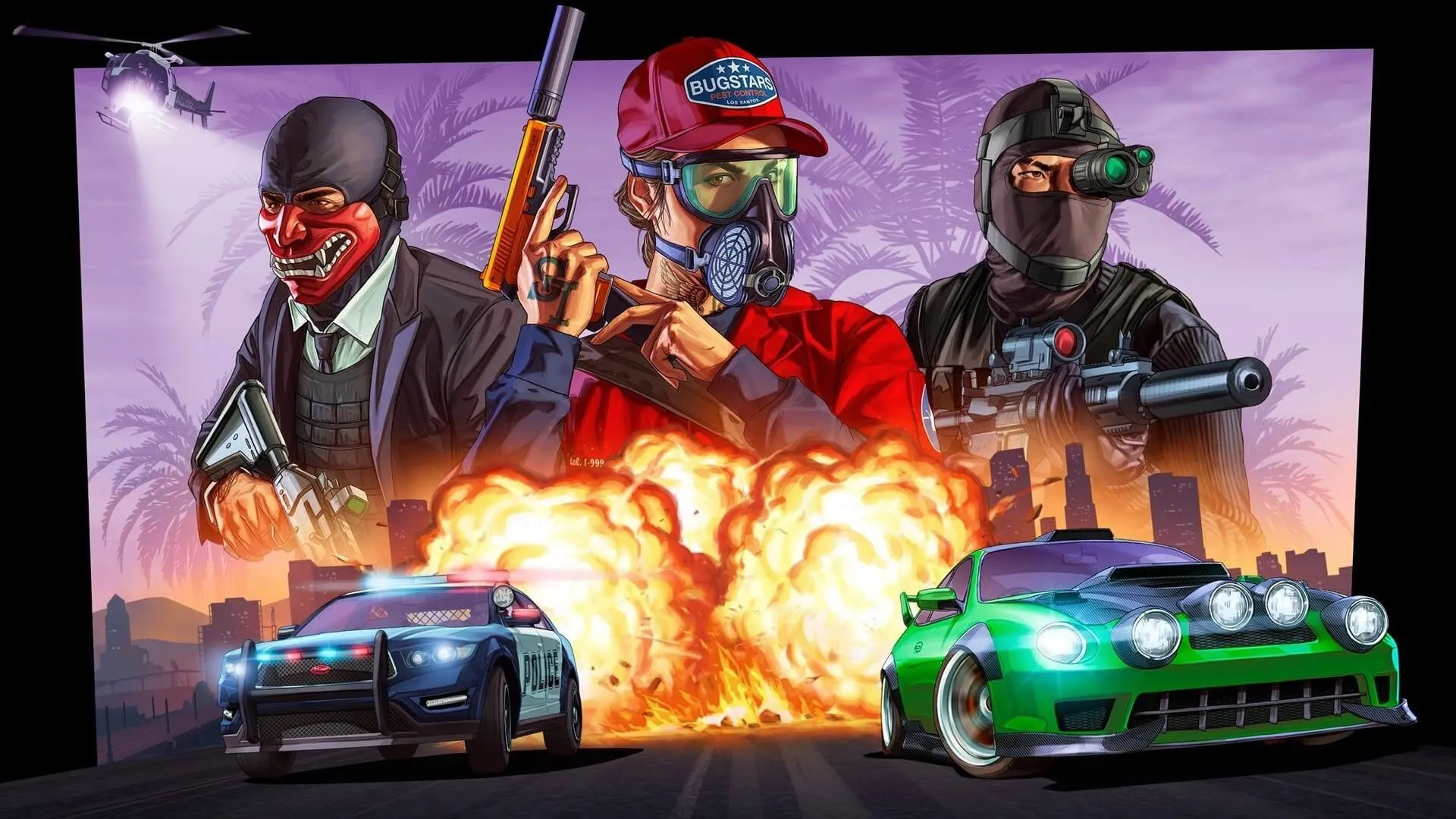 Cảnh game GTA Online với nhiều người chơi và phương tiện