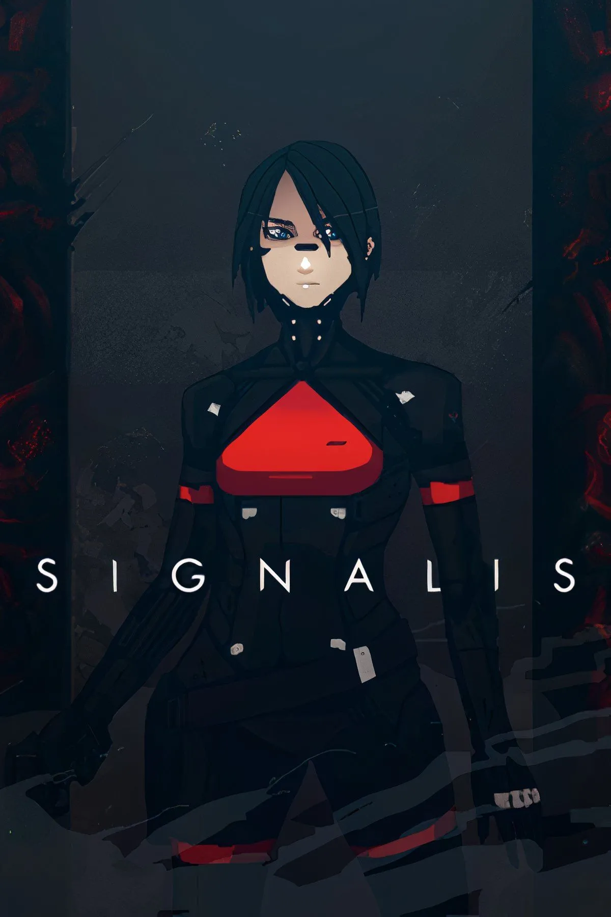 Cảnh gameplay Signalis với đồ họa low-poly phong cách PS1, tạo không khí kinh dị u ám