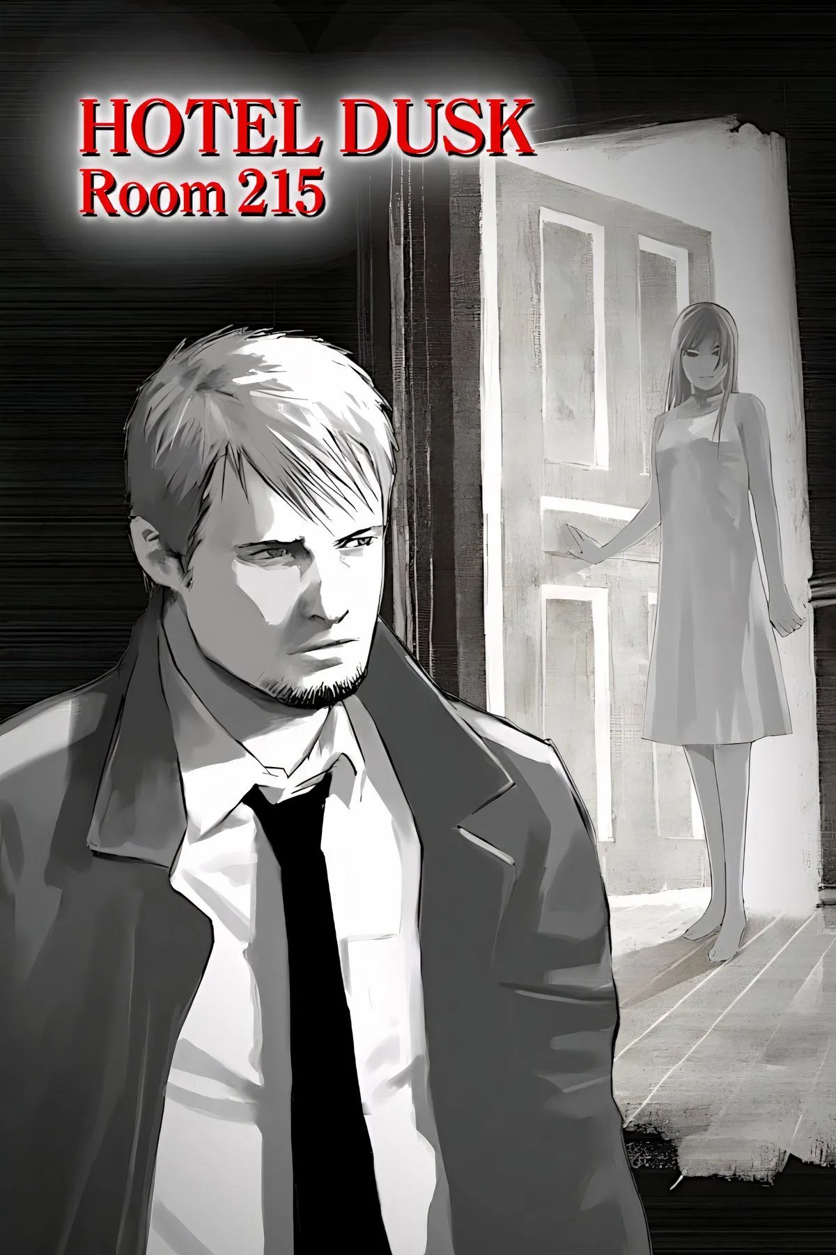 Cảnh từ game Hotel Dusk: Room 215, thể hiện phong cách đồ họa độc đáo và nhân vật Kyle Hyde