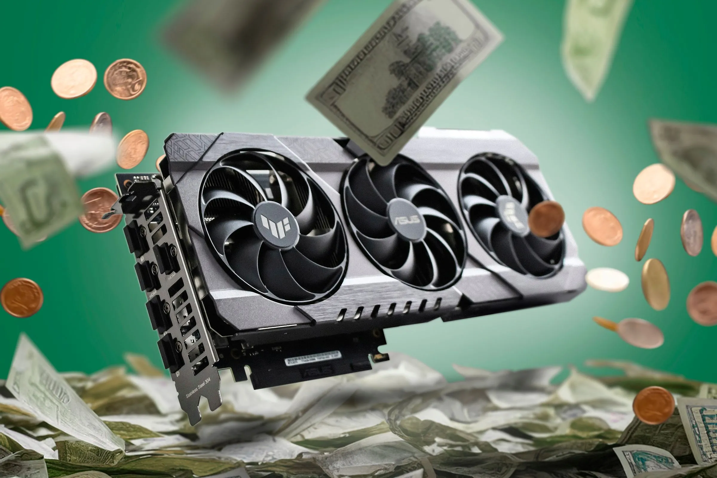 Card đồ họa đắt tiền, tượng trưng cho chi phí lớn để chơi game 4K.