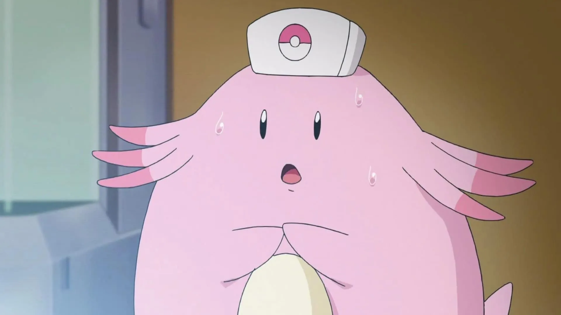 Chansey mặc trang phục y tá, sẵn sàng chăm sóc bệnh nhân trong thế giới Pokémon