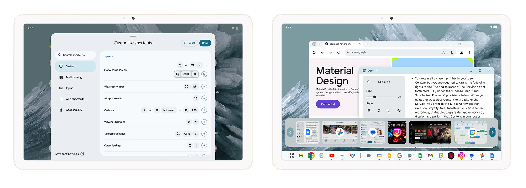 Chế độ cửa sổ desktop và thanh tác vụ cải tiến trên máy tính bảng chạy Android 16, cho phép đa nhiệm như máy tính để bàn.