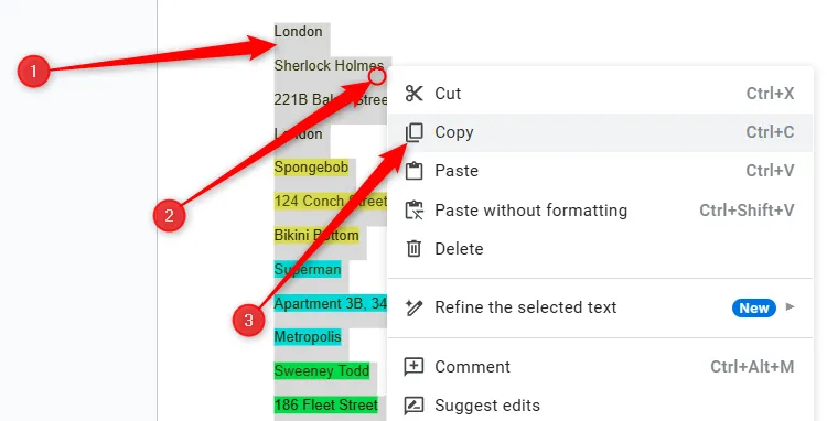 Chọn và sao chép toàn bộ văn bản đã được trích xuất và chỉnh sửa trong Google Docs.