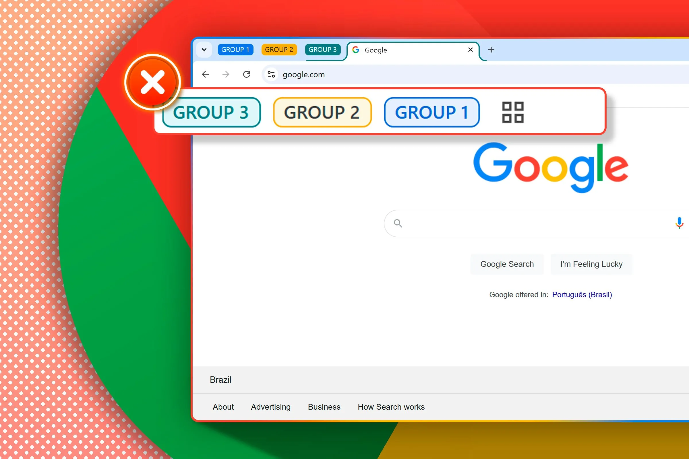 Cửa sổ trình duyệt Google Chrome với tính năng nhóm tab được tô sáng, minh họa việc quản lý ứng dụng web hiệu quả