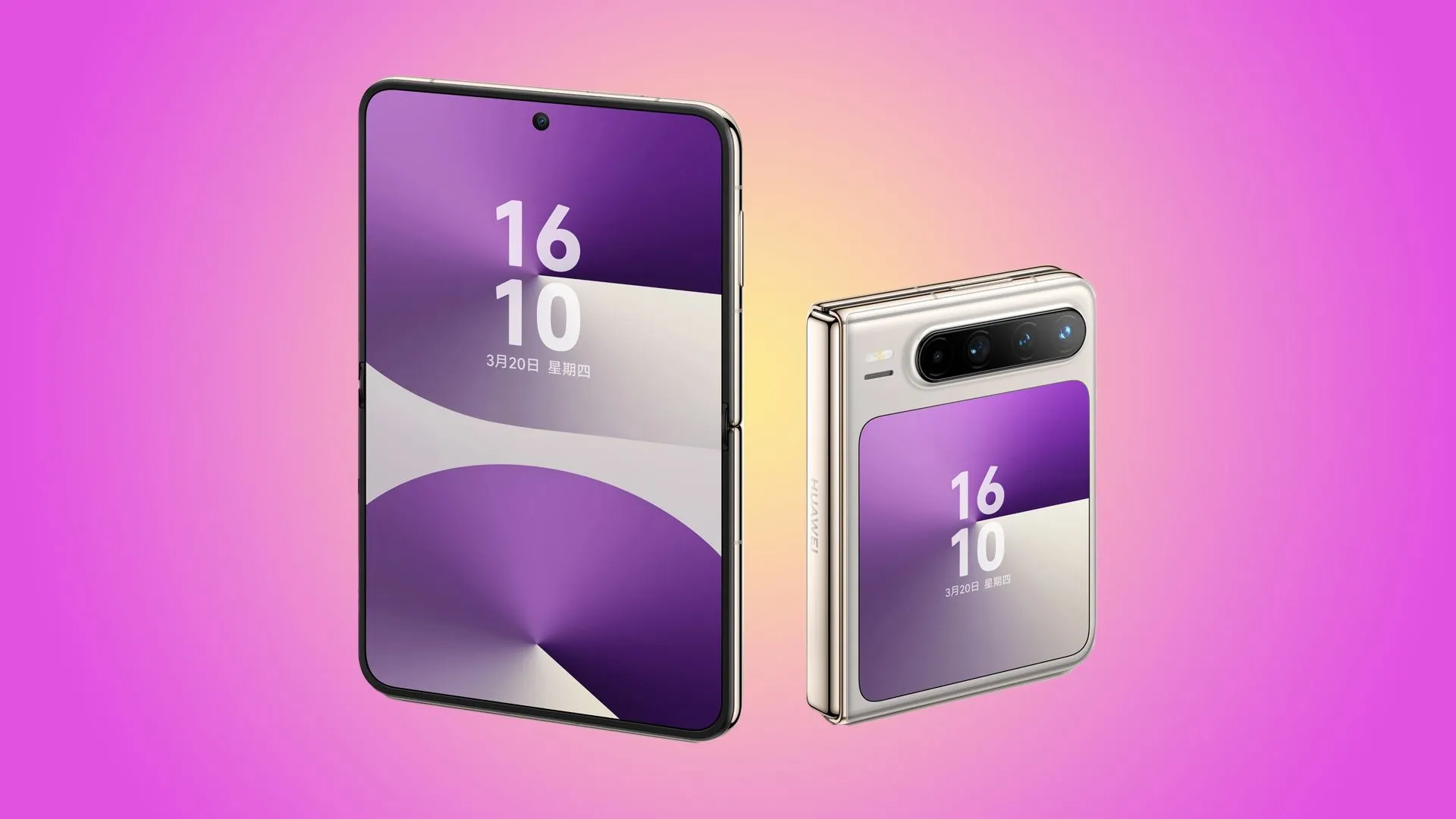 Điện thoại gập Huawei Pura X với thiết kế độc đáo và màn hình ngoài hình tròn.
