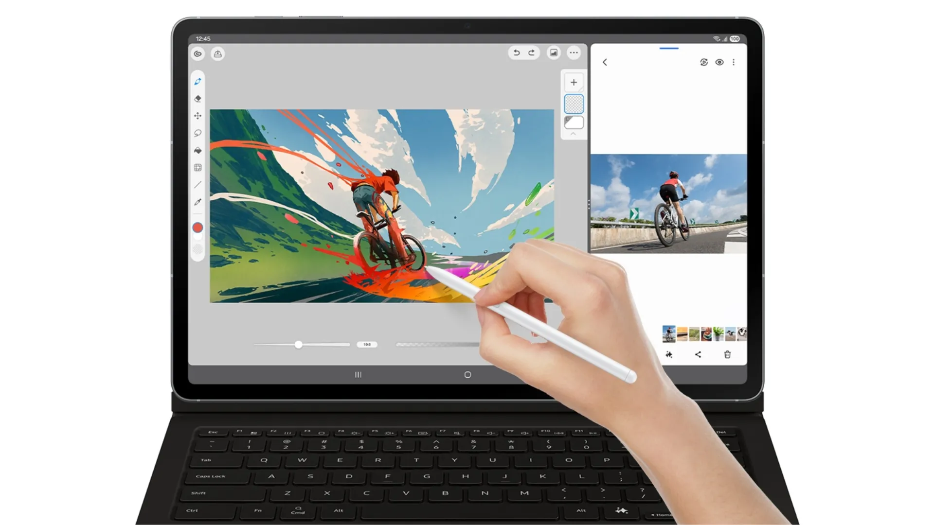 Galaxy Tab S10 FE cùng với bàn phím có S Pen