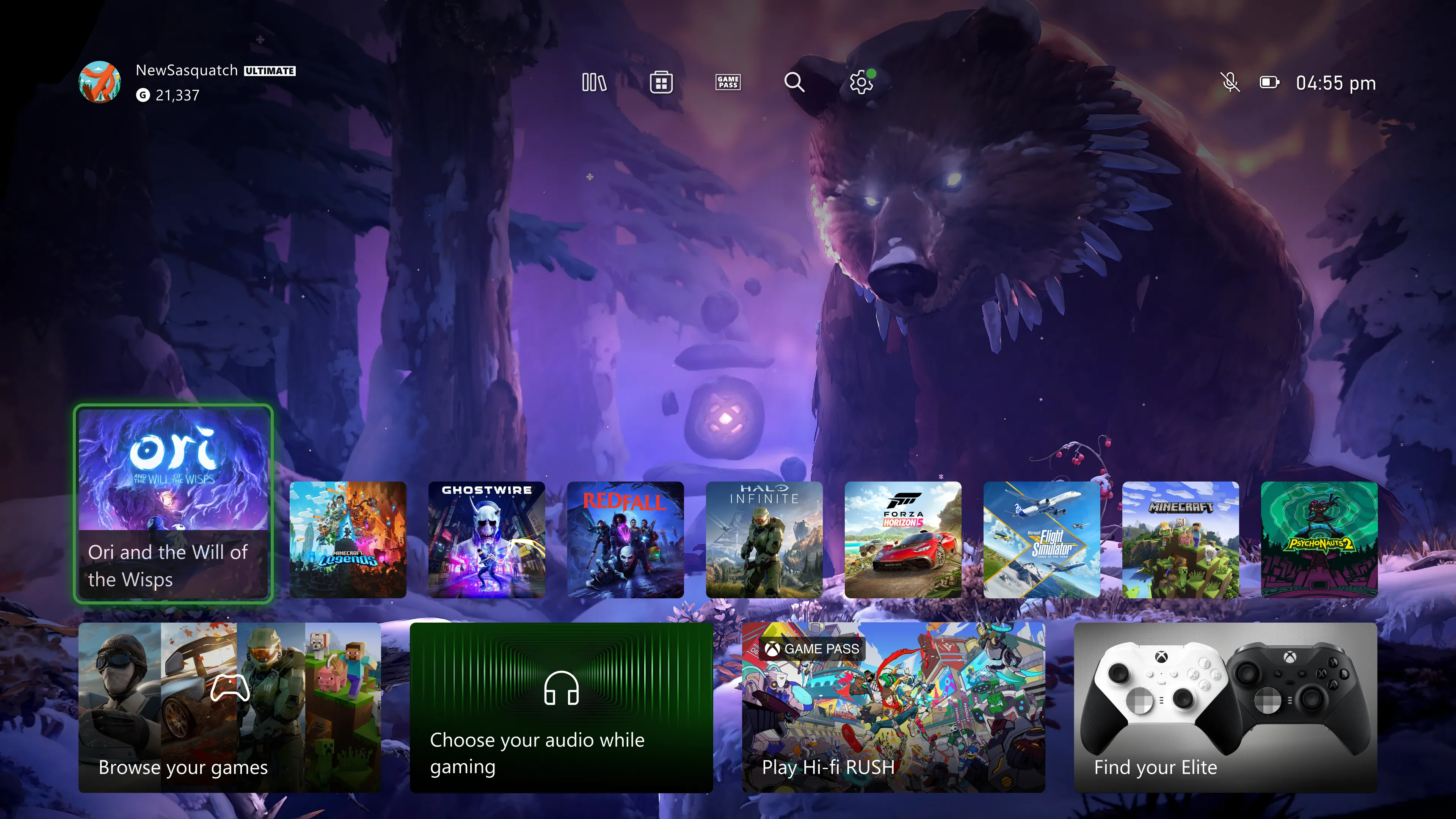 Giao diện chính Xbox Game Bar trên Windows với các tùy chọn truy cập nhanh, minh họa cho trải nghiệm phần mềm thân thiện tay cầm