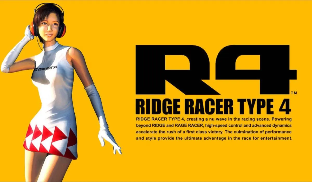 Giao diện đua xe đầy kịch tính của R4: Ridge Racer Type 4, một game đua xe arcade kinh điển PS1