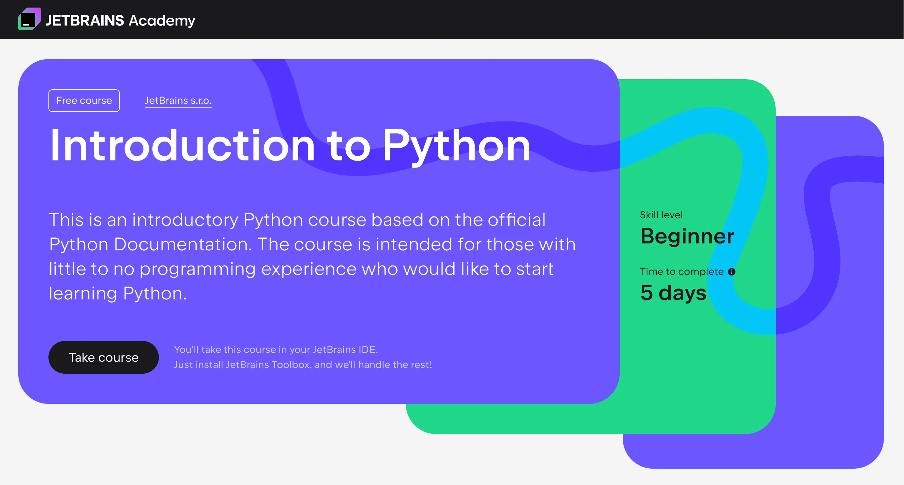 Giao diện khóa học Python cơ bản trên JetBrains Academy