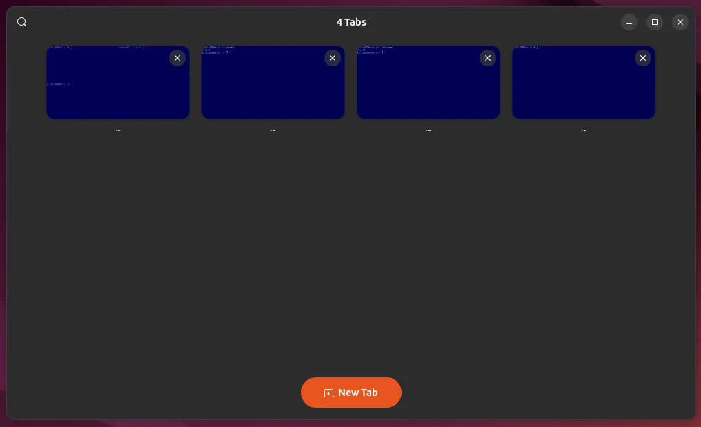 Giao diện terminal GhosTTY với nhiều tab đang mở, thể hiện khả năng quản lý đa nhiệm của ứng dụng terminal tăng tốc GPU.