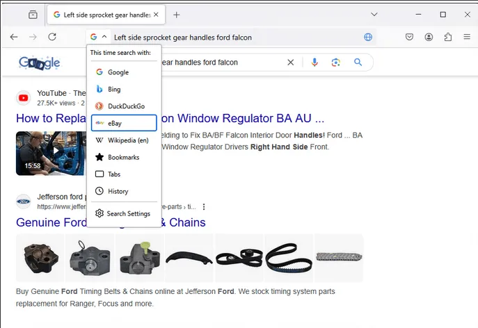 Giao diện thanh địa chỉ mới của Firefox 137 với tùy chọn tìm kiếm thống nhất, giúp truy vấn thông tin nhanh chóng và hiệu quả hơn
