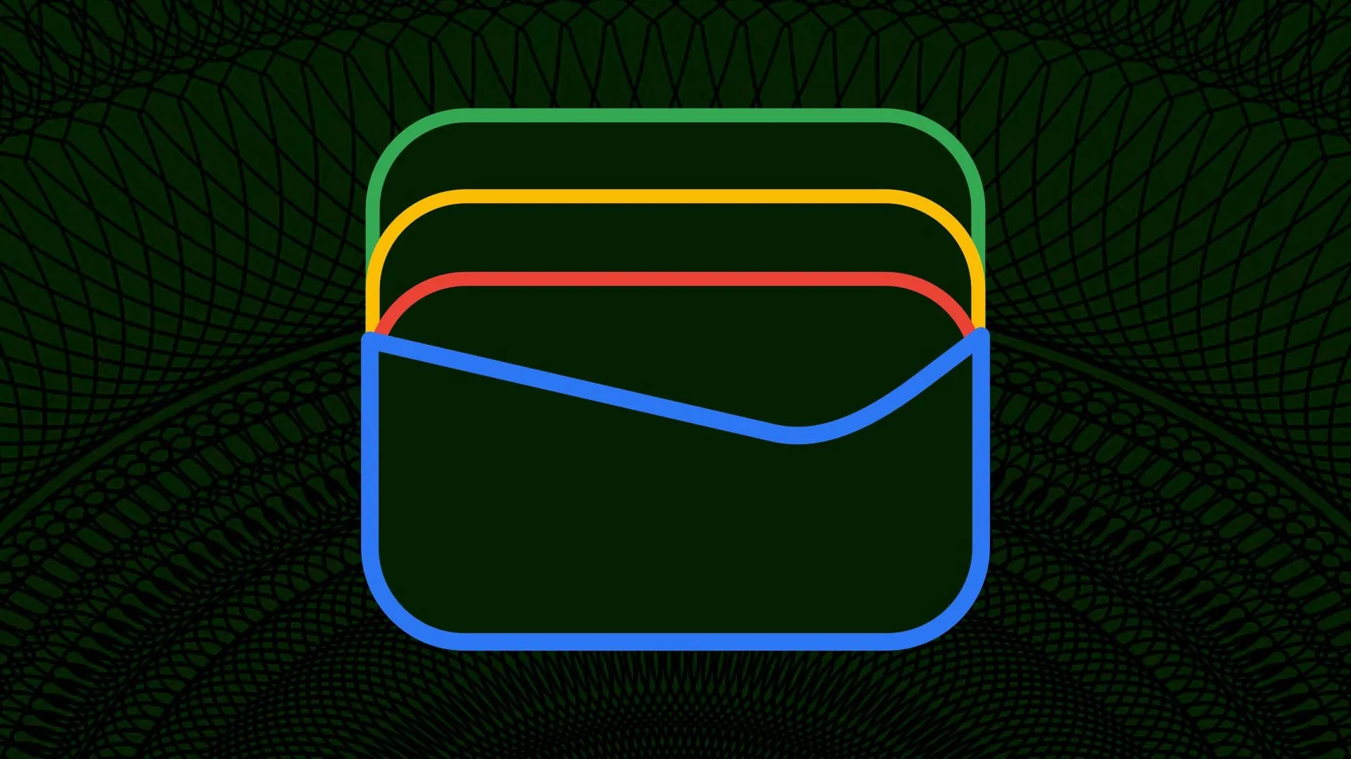 Giao diện ứng dụng Google Wallet với biểu tượng và thẻ tín dụng kỹ thuật số.