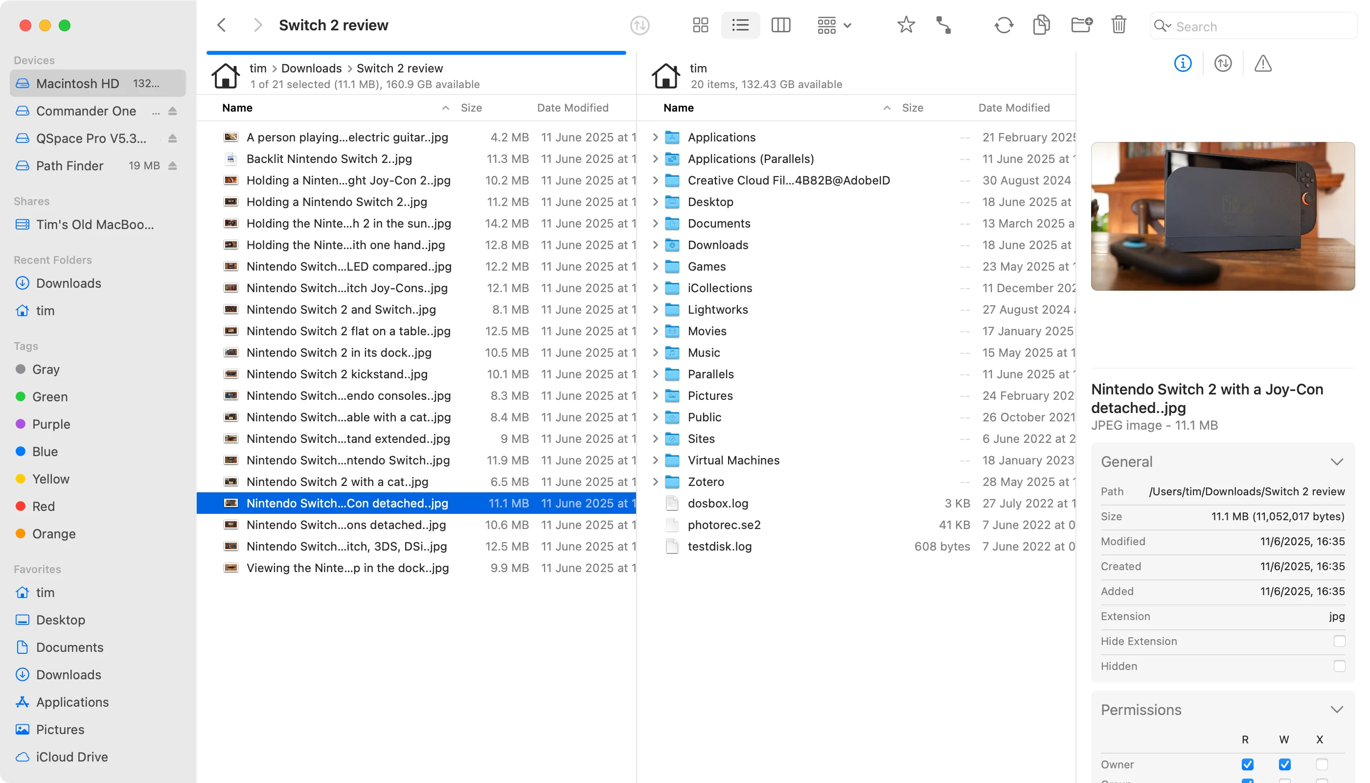 Giao diện ứng dụng quản lý file Forklift trên macOS với chế độ hai cửa sổ tiện lợi
