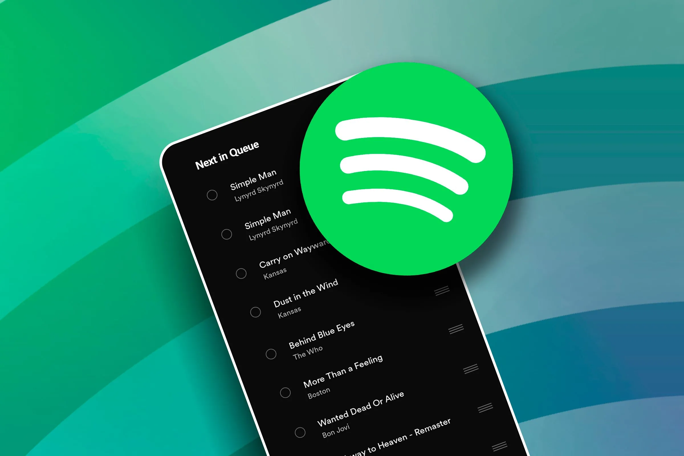 Giao diện ứng dụng Spotify trên điện thoại hiển thị hàng đợi phát nhạc