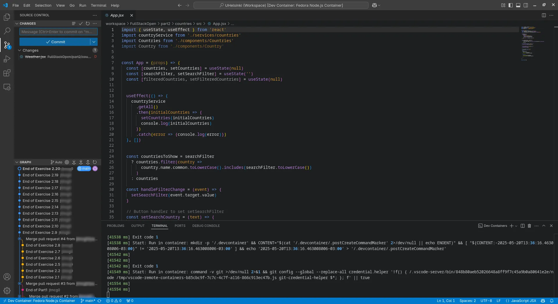Giao diện Visual Studio Code hiển thị cây lịch sử commit của Git, minh họa khả năng tích hợp Git mạnh mẽ
