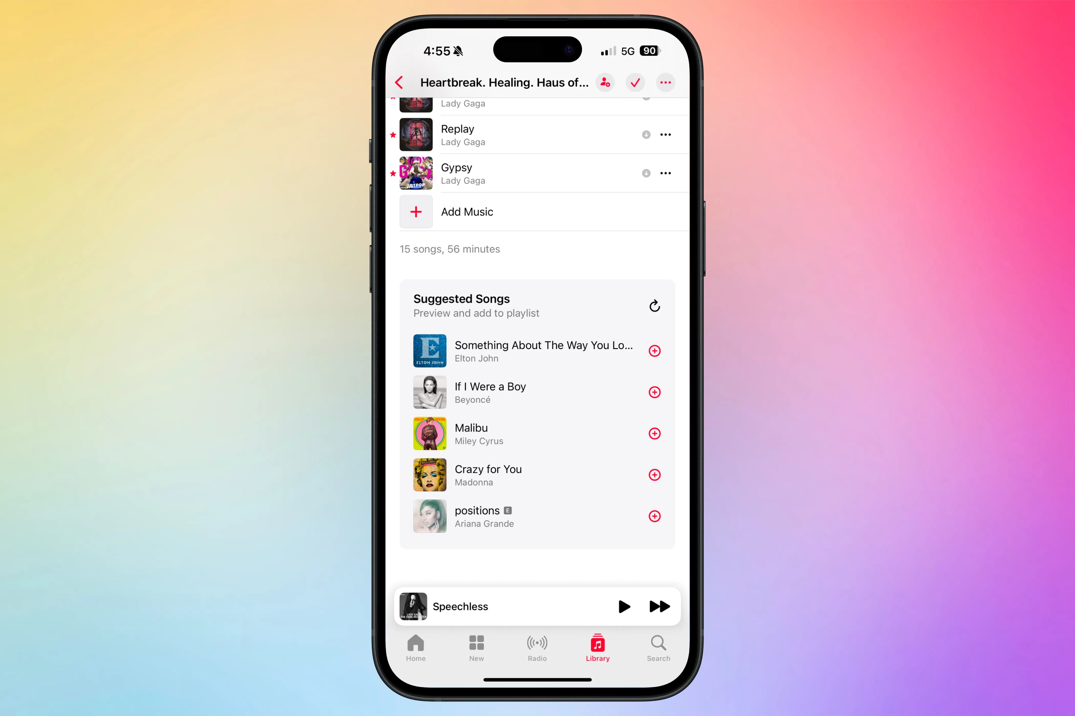 Gợi ý bài hát ở cuối playlist trong Apple Music.