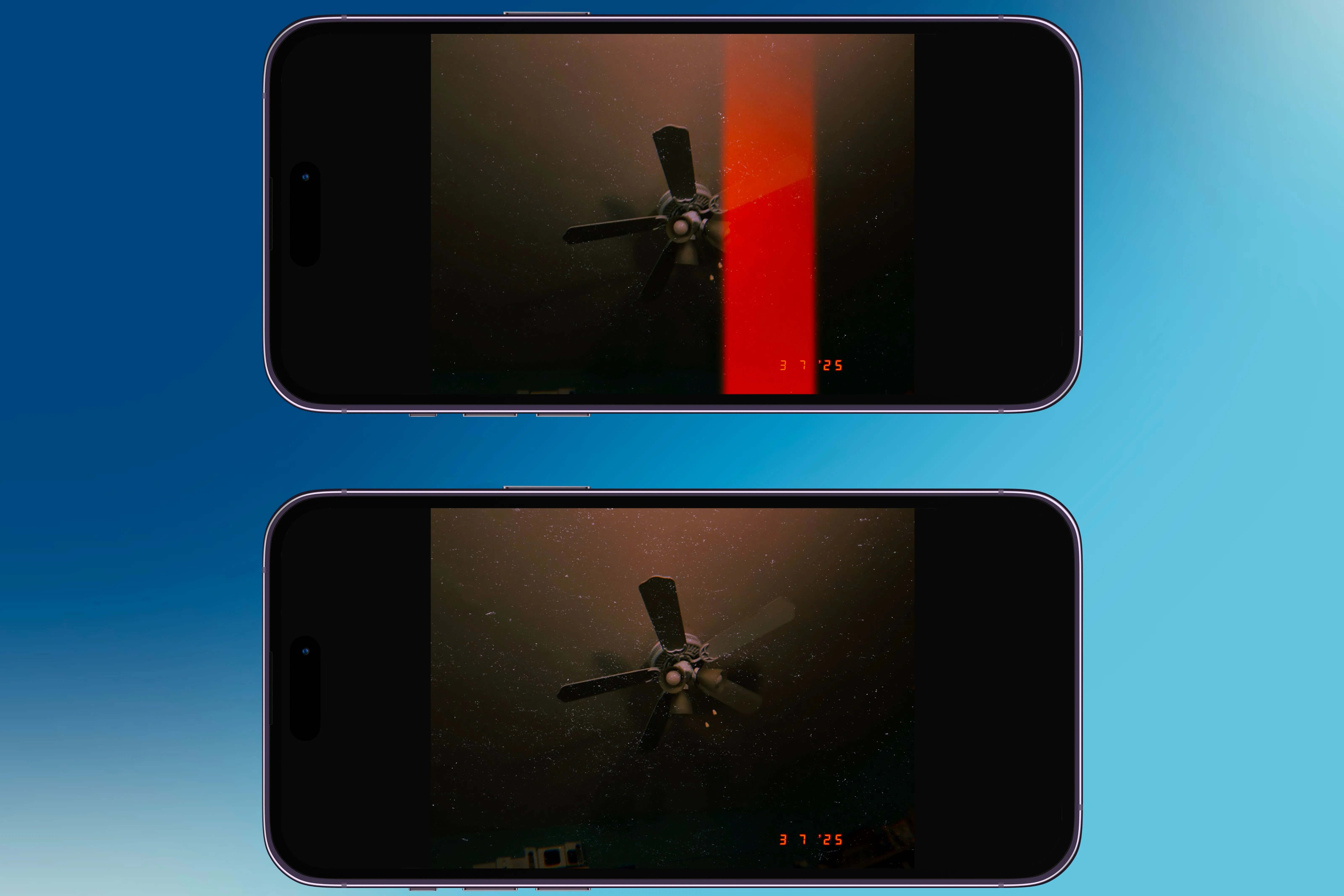 Hai bức ảnh chụp bằng HUJI Cam trên iPhone, thể hiện hiệu ứng độc đáo