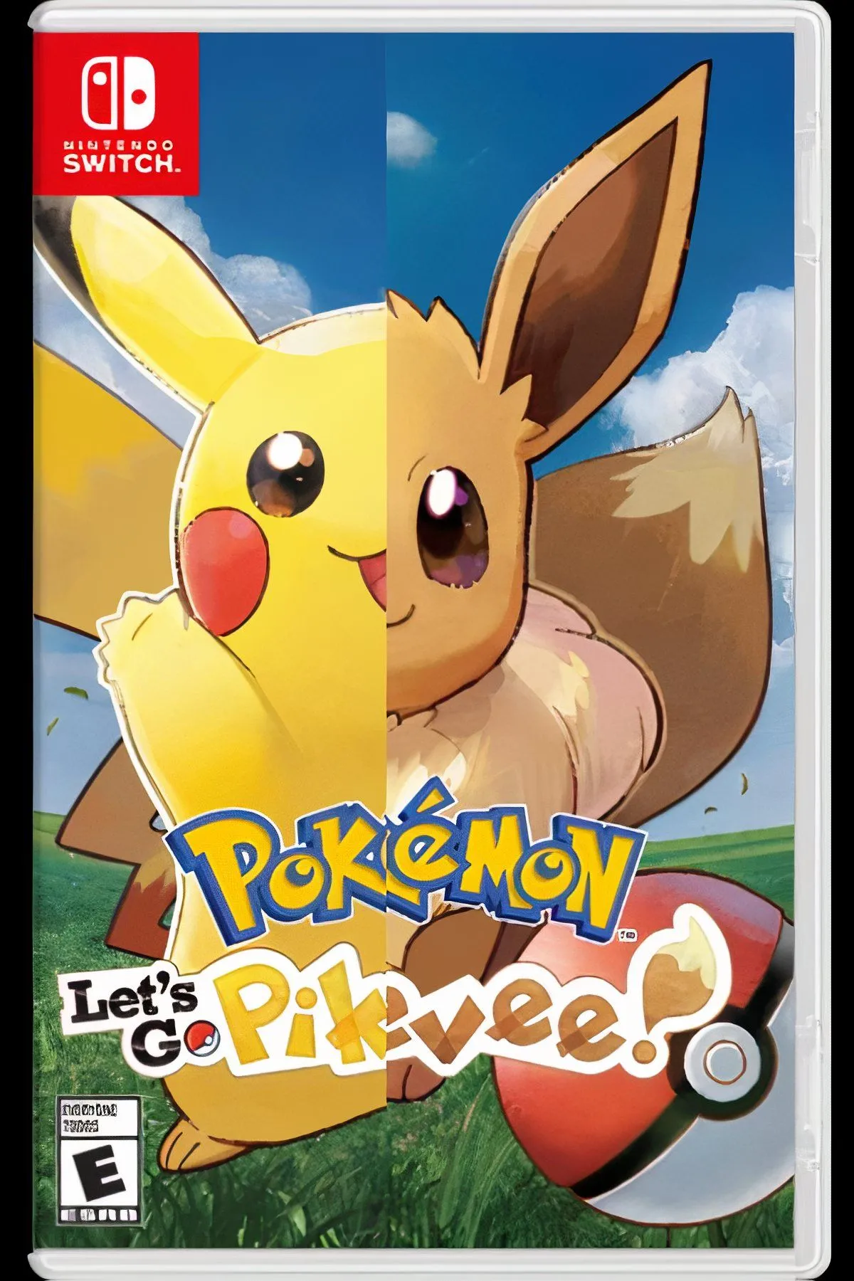 Hai huấn luyện viên Pokémon cùng Pikachu và Eevee dễ thương đang đối mặt trong một trận chiến Pokémon trong bản demo Pokémon: Let's Go trên Nintendo Switch.
