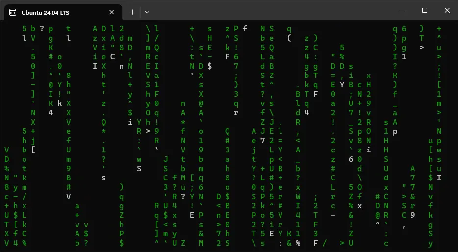 Hình ảnh hiệu ứng chữ rơi ma trận cmatrix trong Terminal Linux
