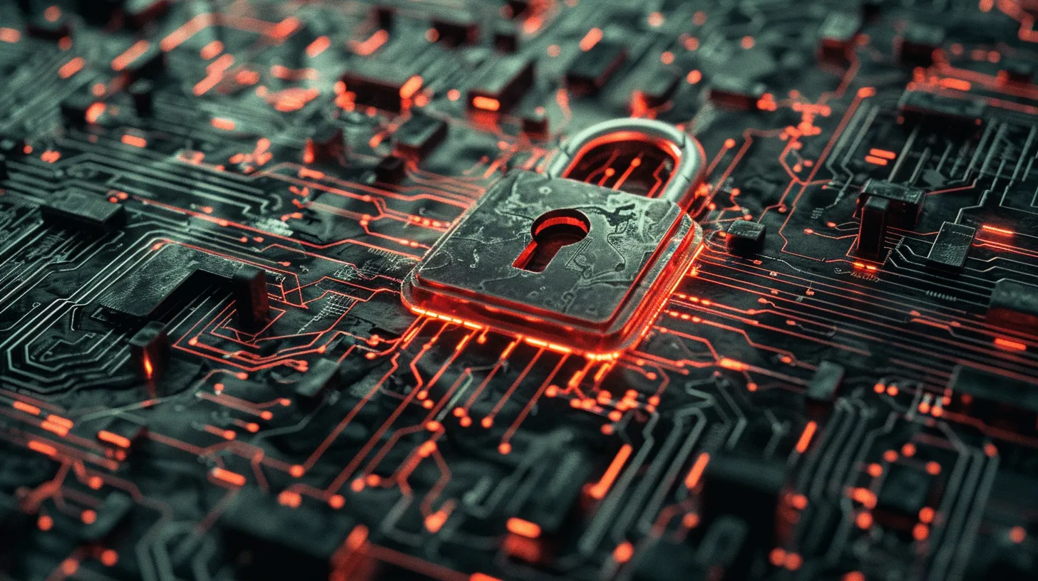 Hình ảnh khóa bảo mật trong cấu trúc mạch điện tử tượng trưng cho mã hóa dữ liệu VPN