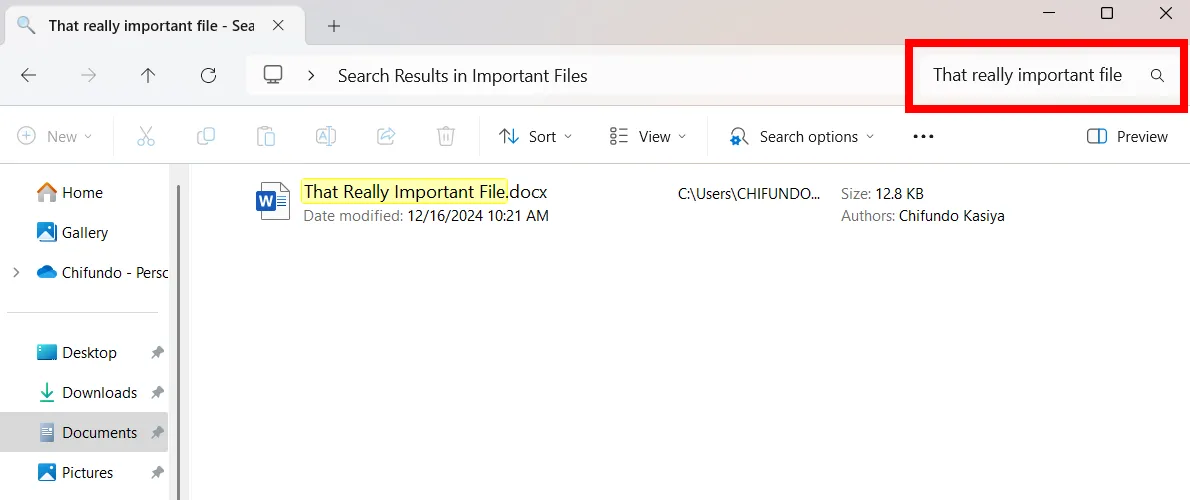 Hình ảnh minh họa cách tìm kiếm tệp tin trong File Explorer trên Windows.