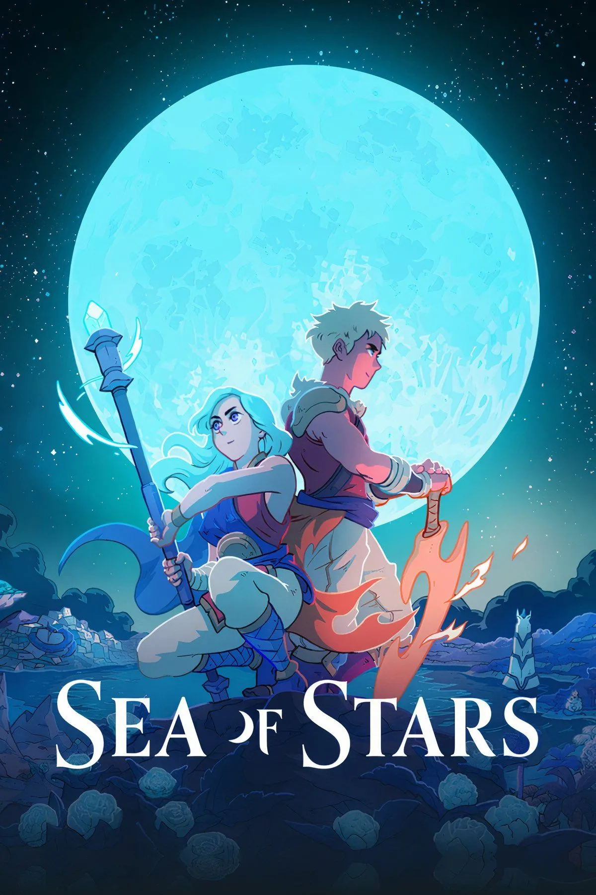 Hình ảnh nghệ thuật tuyệt đẹp từ game nhập vai indie Sea of Stars, minh chứng cho đồ họa cel-shaded và pixel art