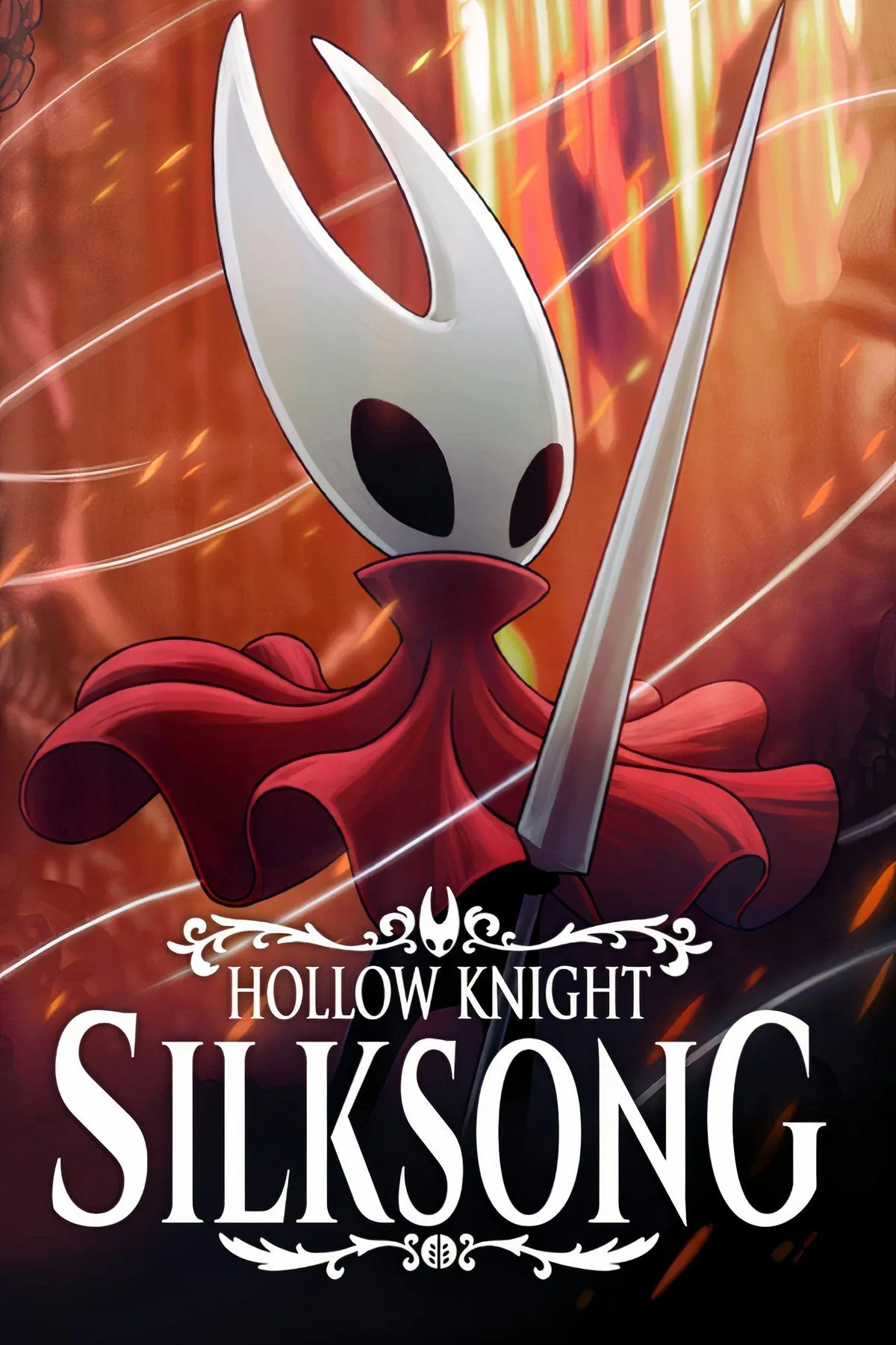 Hình ảnh nhân vật Hornet trong Hollow Knight: Silksong, đang chiến đấu trong một khu rừng bí ẩn