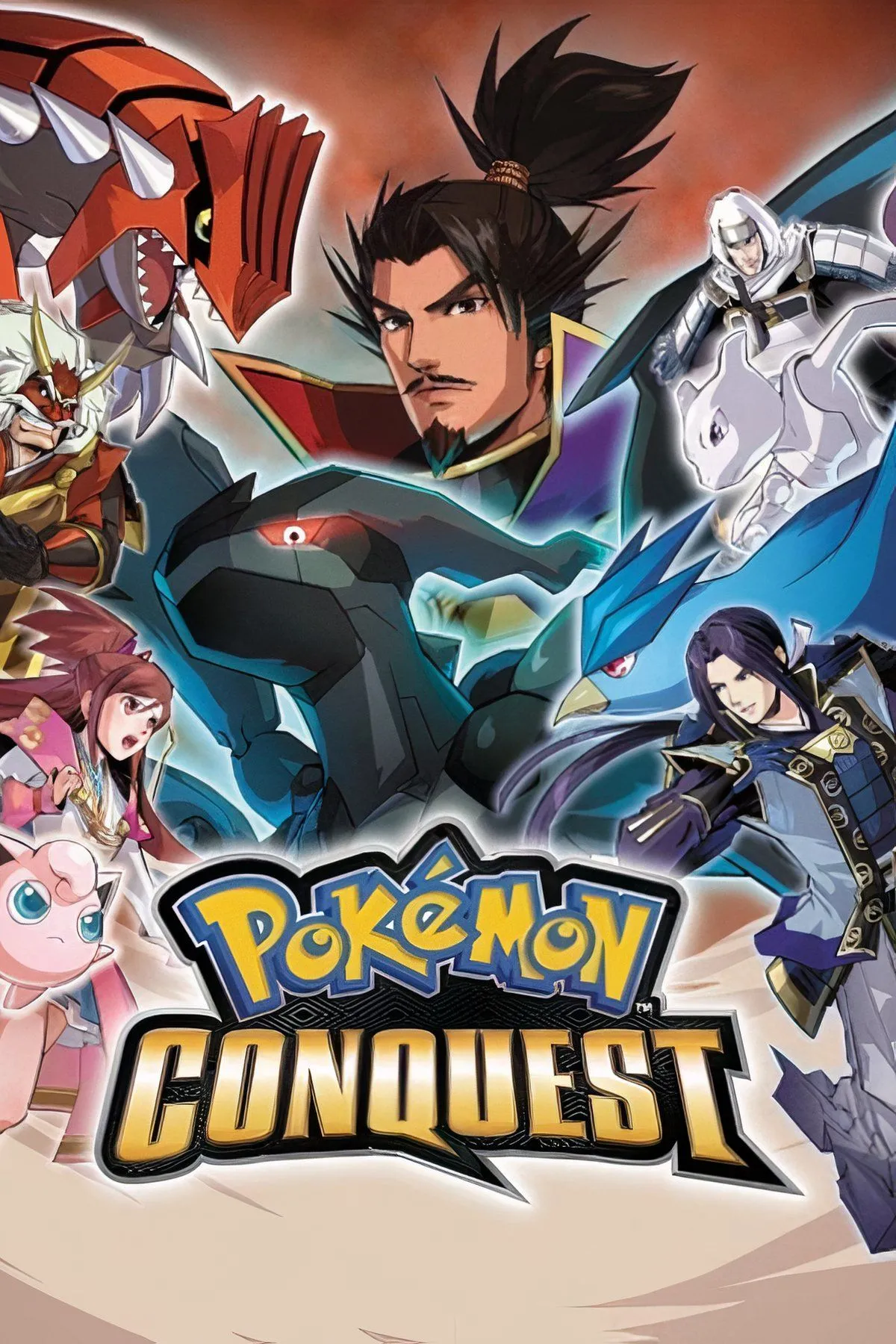 Hình ảnh Pokémon Conquest với các chiến binh và Pokémon trên bản đồ chiến thuật