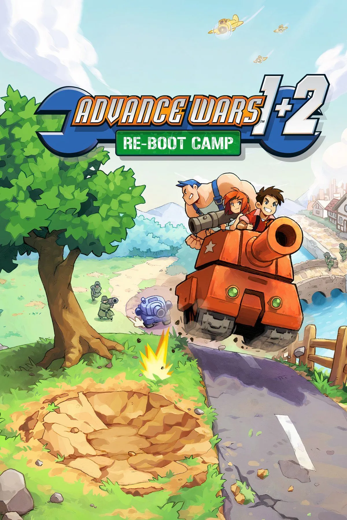 Hình ảnh tổng hợp gameplay game chiến thuật Advance Wars 1+2 Re-Boot Camp trên Nintendo Switch với các đơn vị quân đội trên bản đồ lưới.