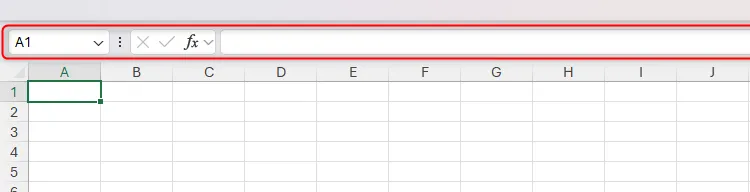 Hộp tên và thanh công thức được làm nổi bật trong chế độ toàn màn hình của Excel, giúp tập trung vào dữ liệu