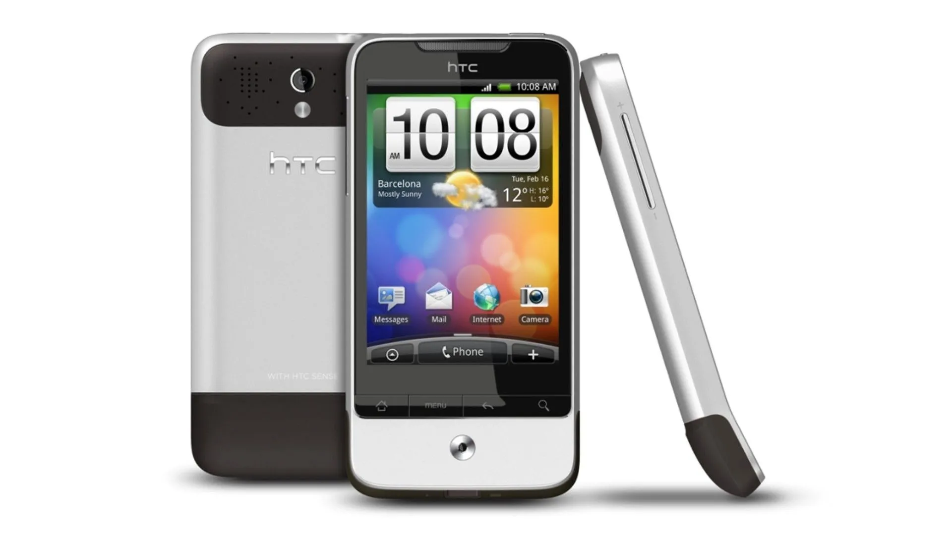 HTC Legend, một thiết kế Android đời đầu với thân kim loại hai tông màu và bi lăn cảm ứng