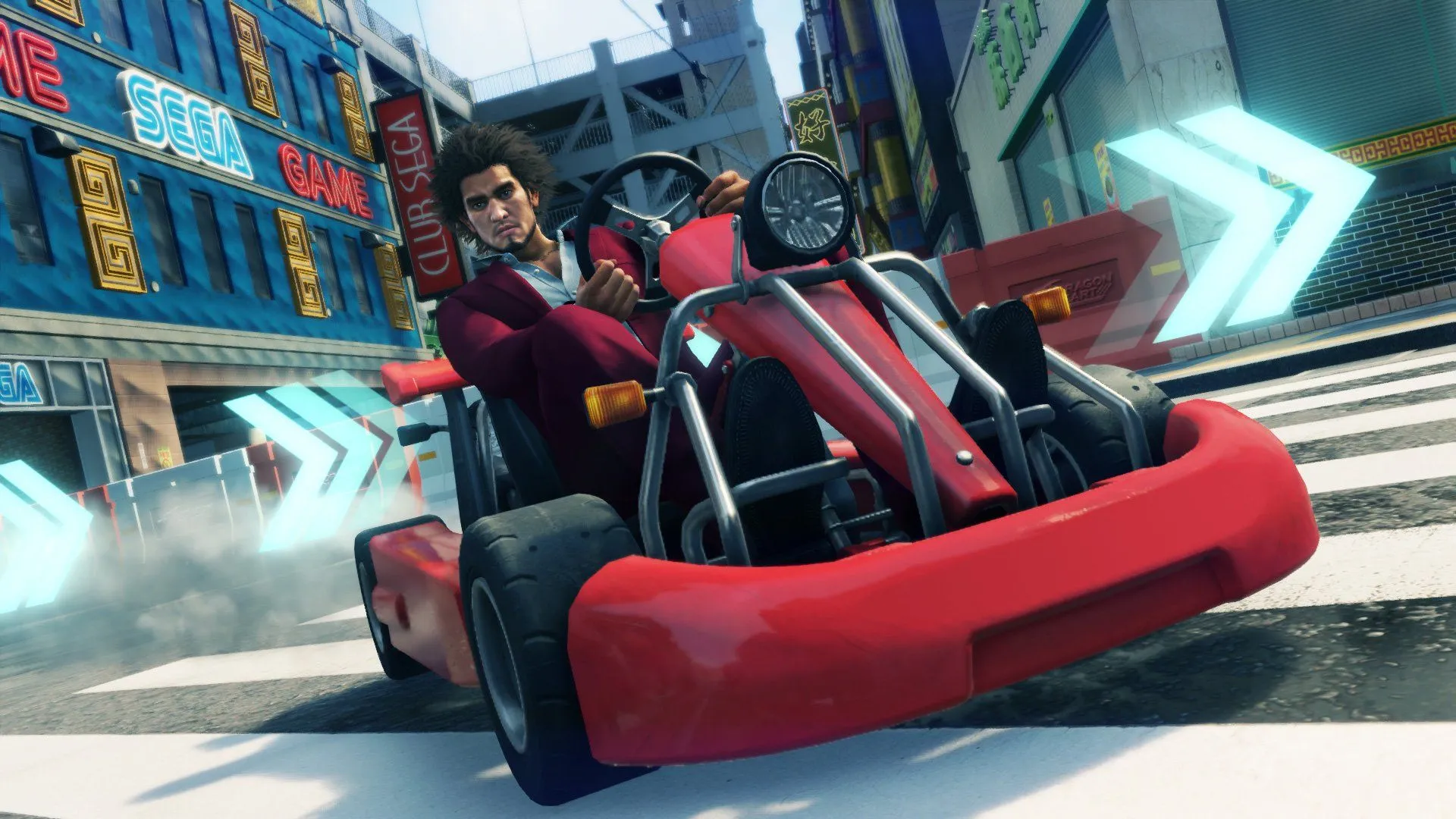 Ichiban Kasuga điều khiển xe Dragon Kart trong Yakuza Like A Dragon
