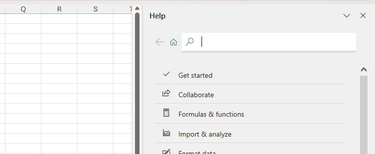 Khung Trợ giúp trong Microsoft Excel giúp người dùng tìm kiếm nhanh các chức năng và giải pháp
