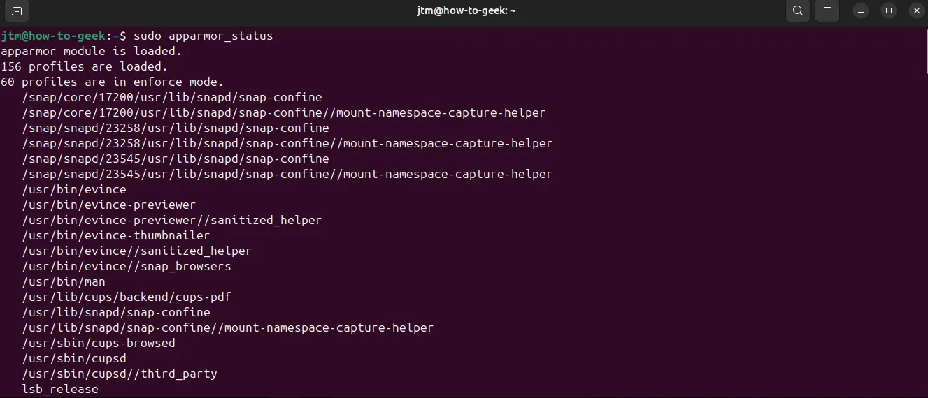 Kiểm tra trạng thái AppArmor trên Ubuntu
