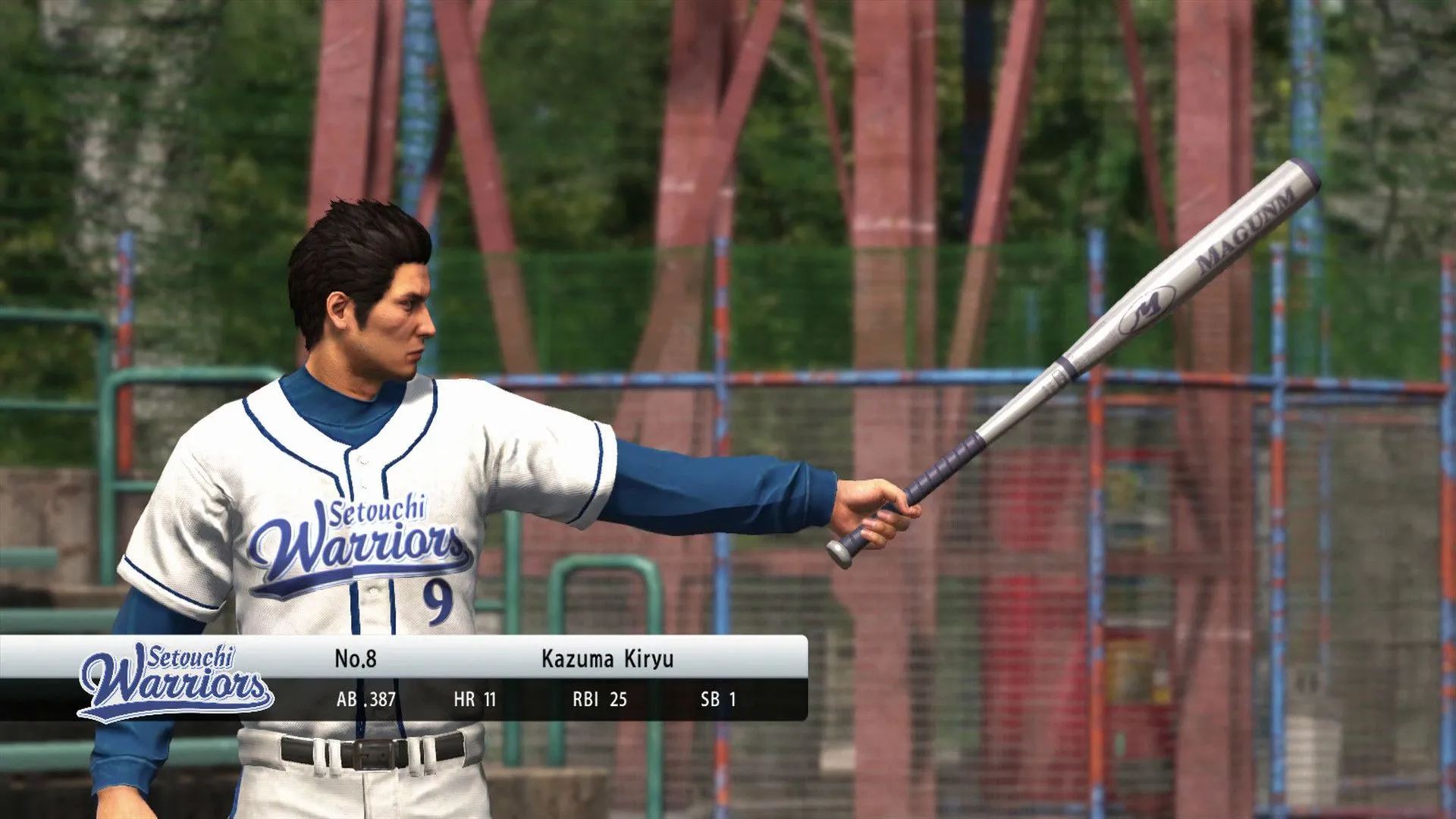 Kiryu Kazuma cầm gậy bóng chày trong Yakuza 6 The Song of Life