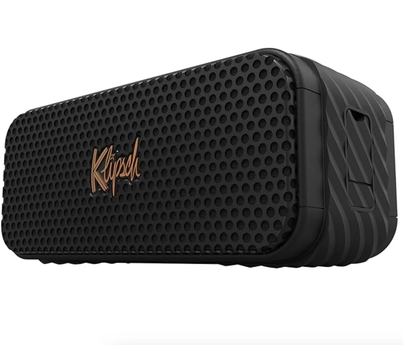 Loa Bluetooth Klipsch Nashville màu đen đặt trên bề mặt gỗ