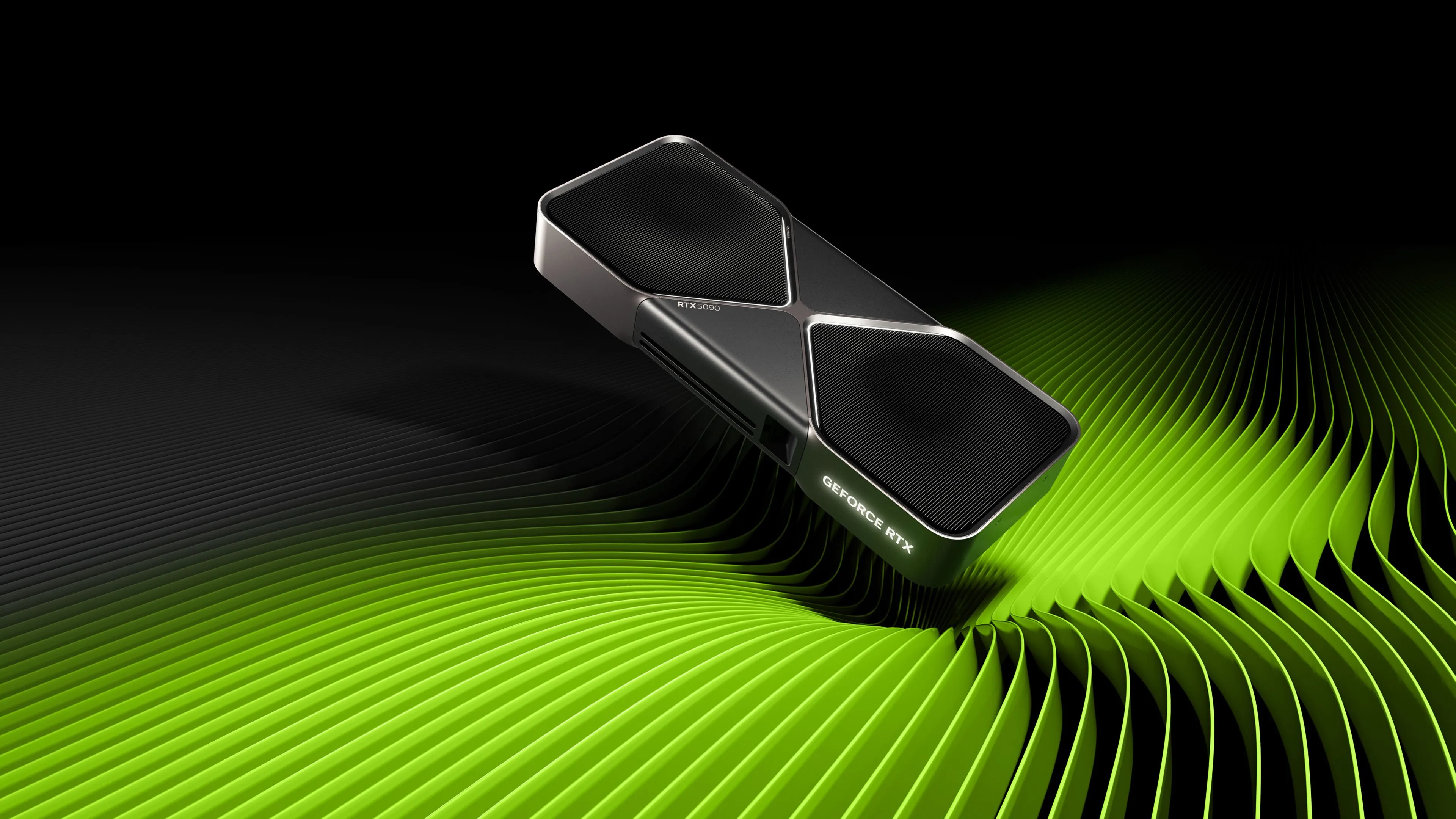 Logo NVIDIA GeForce RTX 5090, biểu tượng cho dòng GPU mới với cải tiến DLSS 4