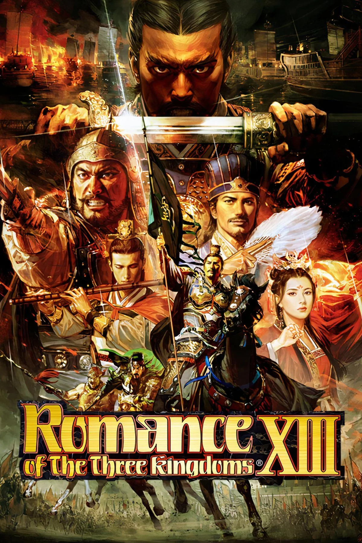 Màn hình gameplay Romance of the Three Kingdoms XIII, hiển thị bản đồ chiến lược và giao diện quản lý nhân vật thời Tam Quốc.