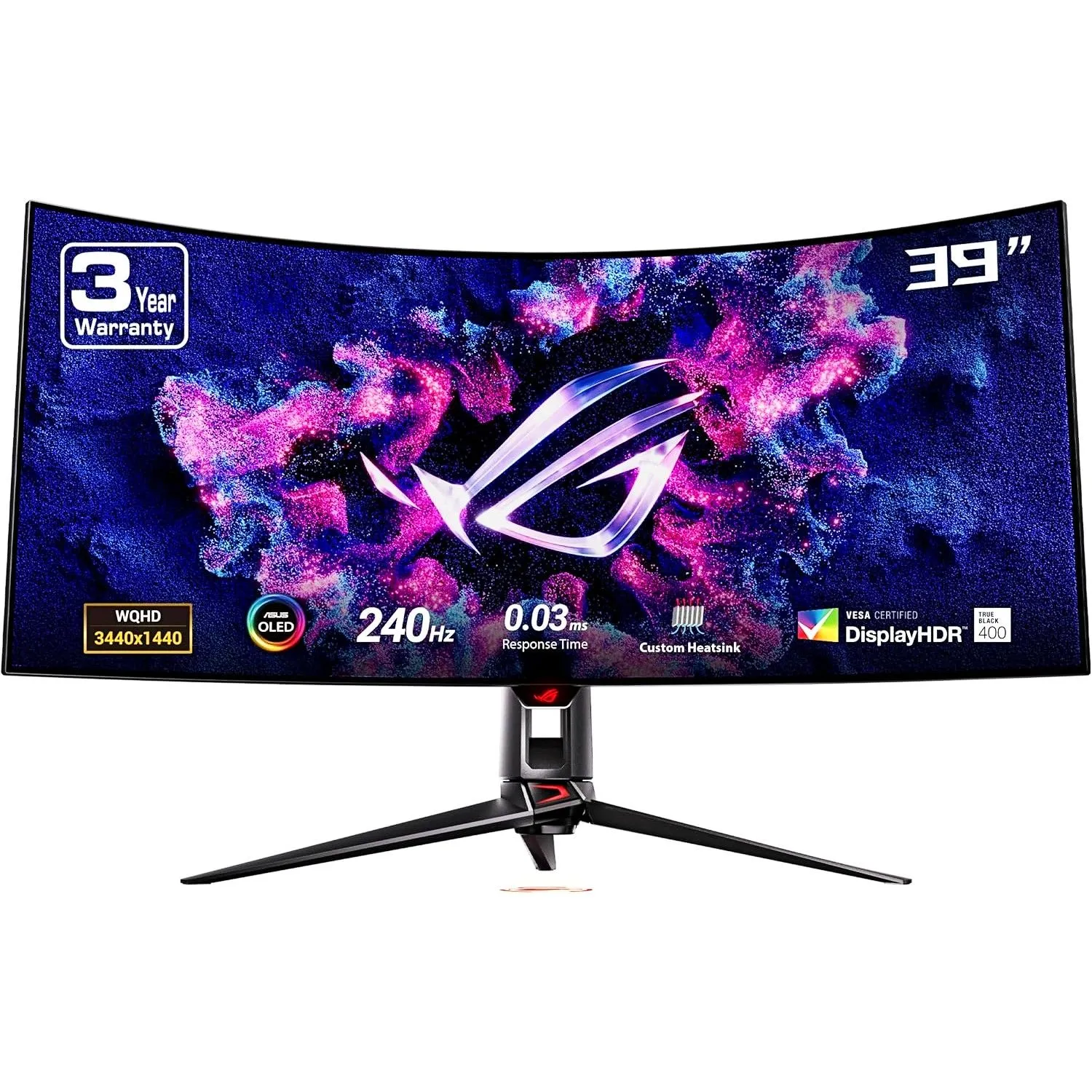 Màn hình gaming ASUS ROG Swift PG39WCDM OLED ultrawide 39 inch cong 800R trên nền trắng