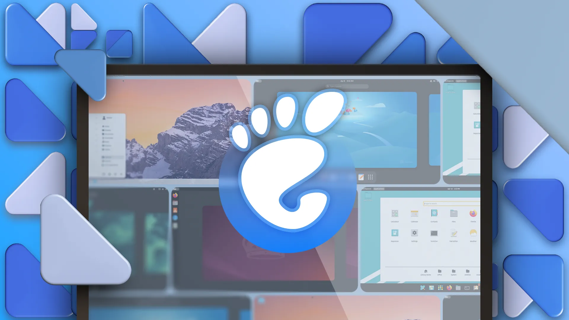 Màn hình hiển thị logo GNOME và các bản phân phối Linux